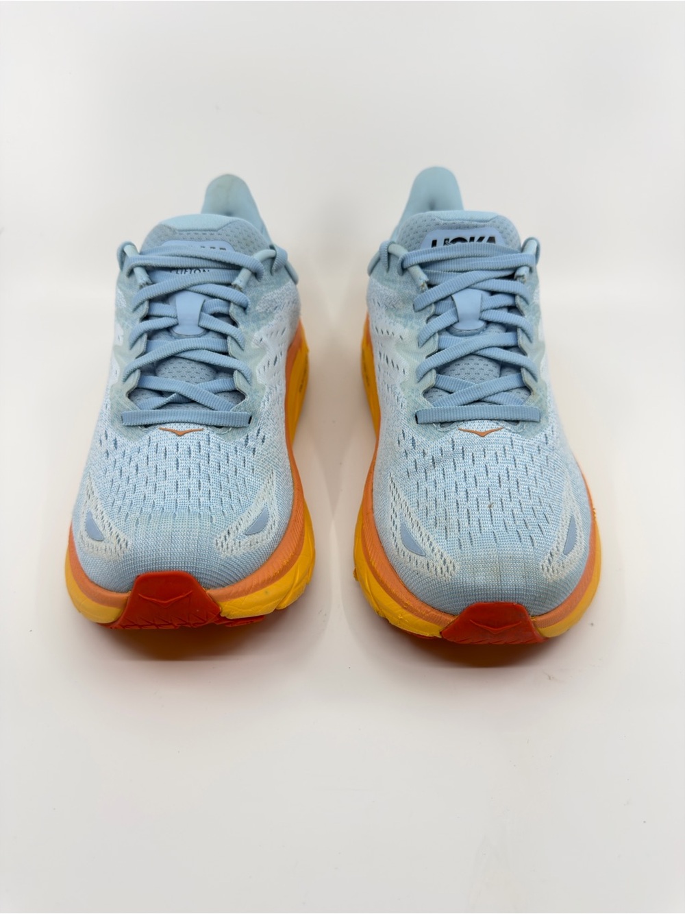 Hoka One One Women Size 8 Blue Orange Clifton 8 Running Shoes Sneakers - Picture 2 of 9